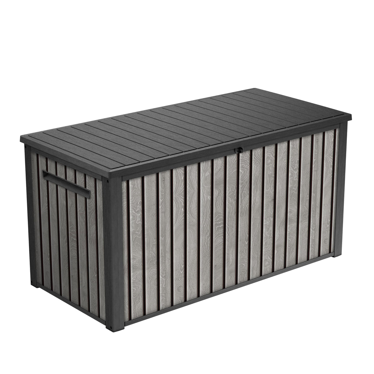 Keter Signature 643L Outdoor Storage Box – Venetian Grey | Weather‑Resistant, UV‑Protected, Lockable Storage Box | 350 kg Lid Capacity to Seat Two Adults | Piston‑Assisted Opening