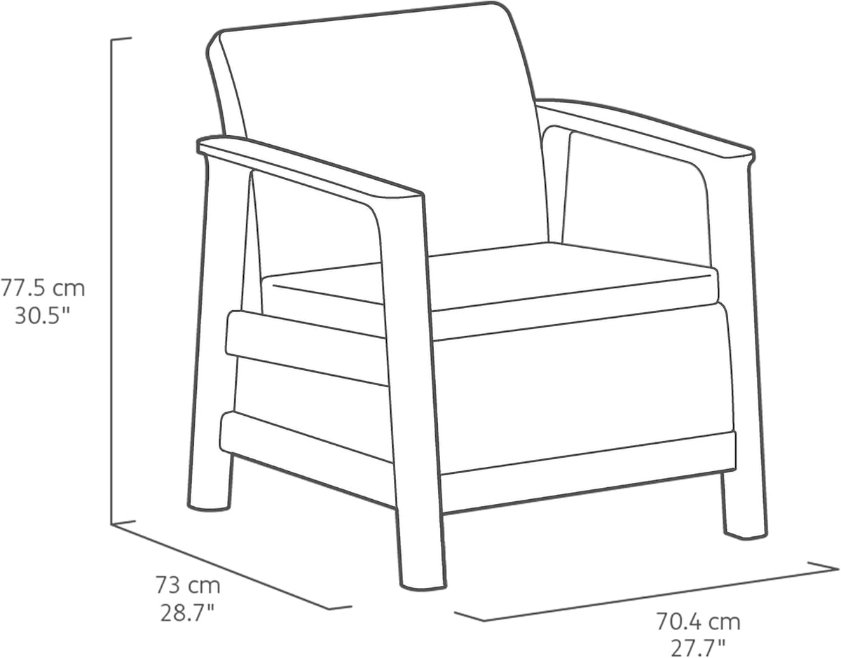 Keter Scandi Linea 4 Seater Garden Lounge Set - Grey | Outdoor Sofa & Armchairs with Storage Table | Weather-Resistant Garden Patio Furniture