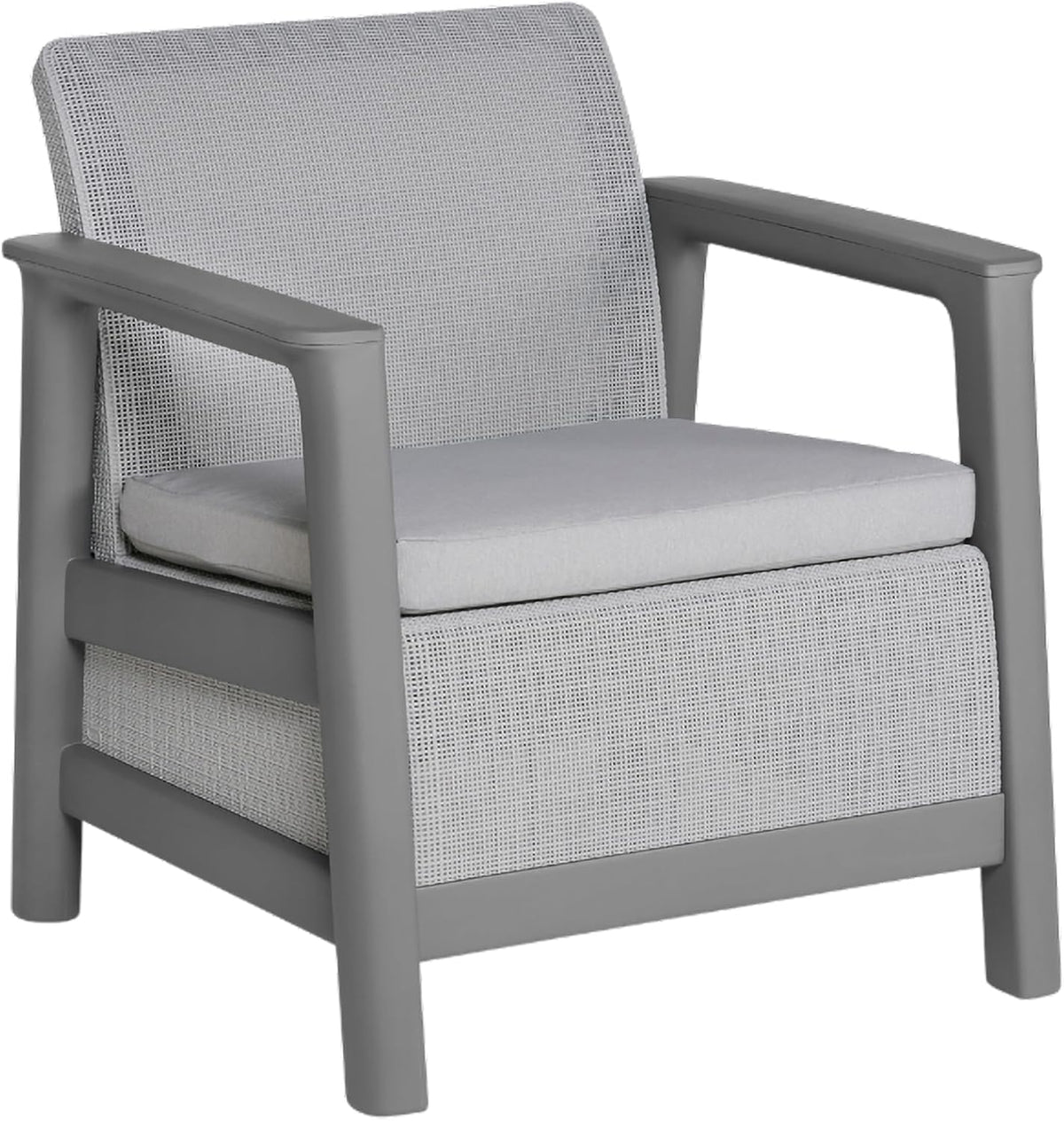 Keter Scandi Linea 4 Seater Garden Lounge Set - Grey | Outdoor Sofa & Armchairs with Storage Table | Weather-Resistant Garden Patio Furniture