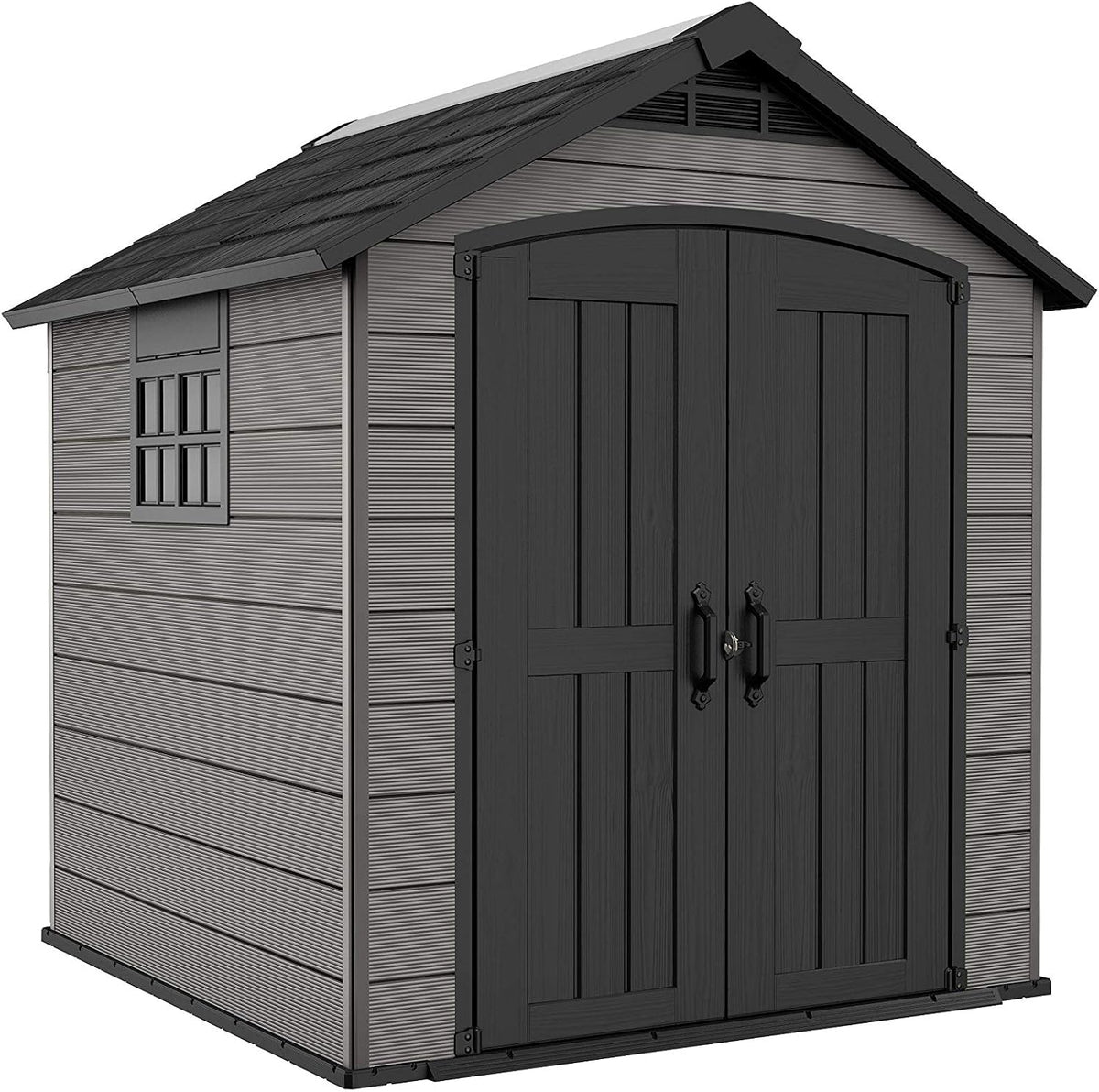 Keter Premier Apex Outdoor Garden Storage Shed, Grey, 7.5 x 7 ft