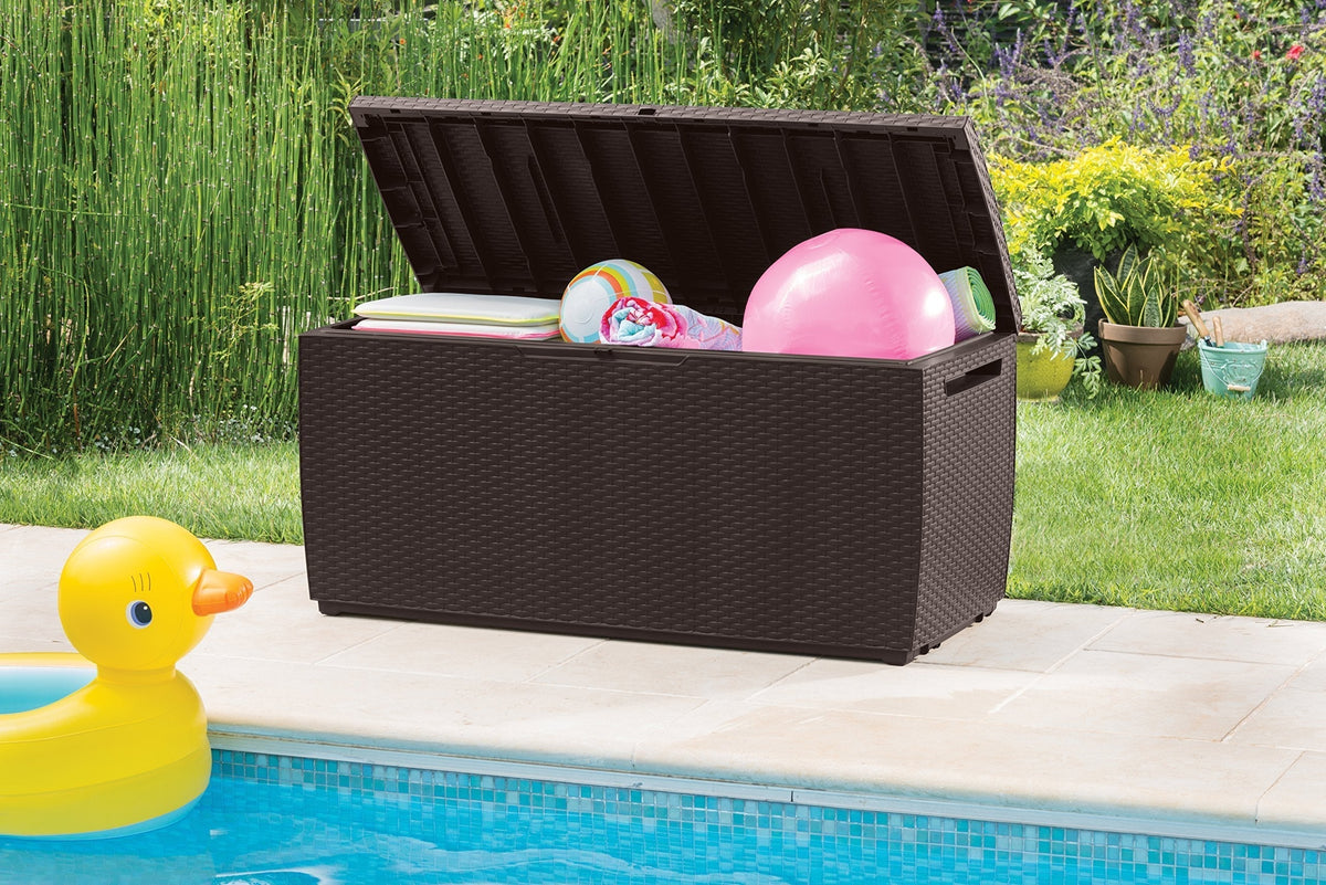 Keter Capri Outdoor Plastic Storage Box Garden Furniture, 123 x 53.5 x 57 cm, Brown