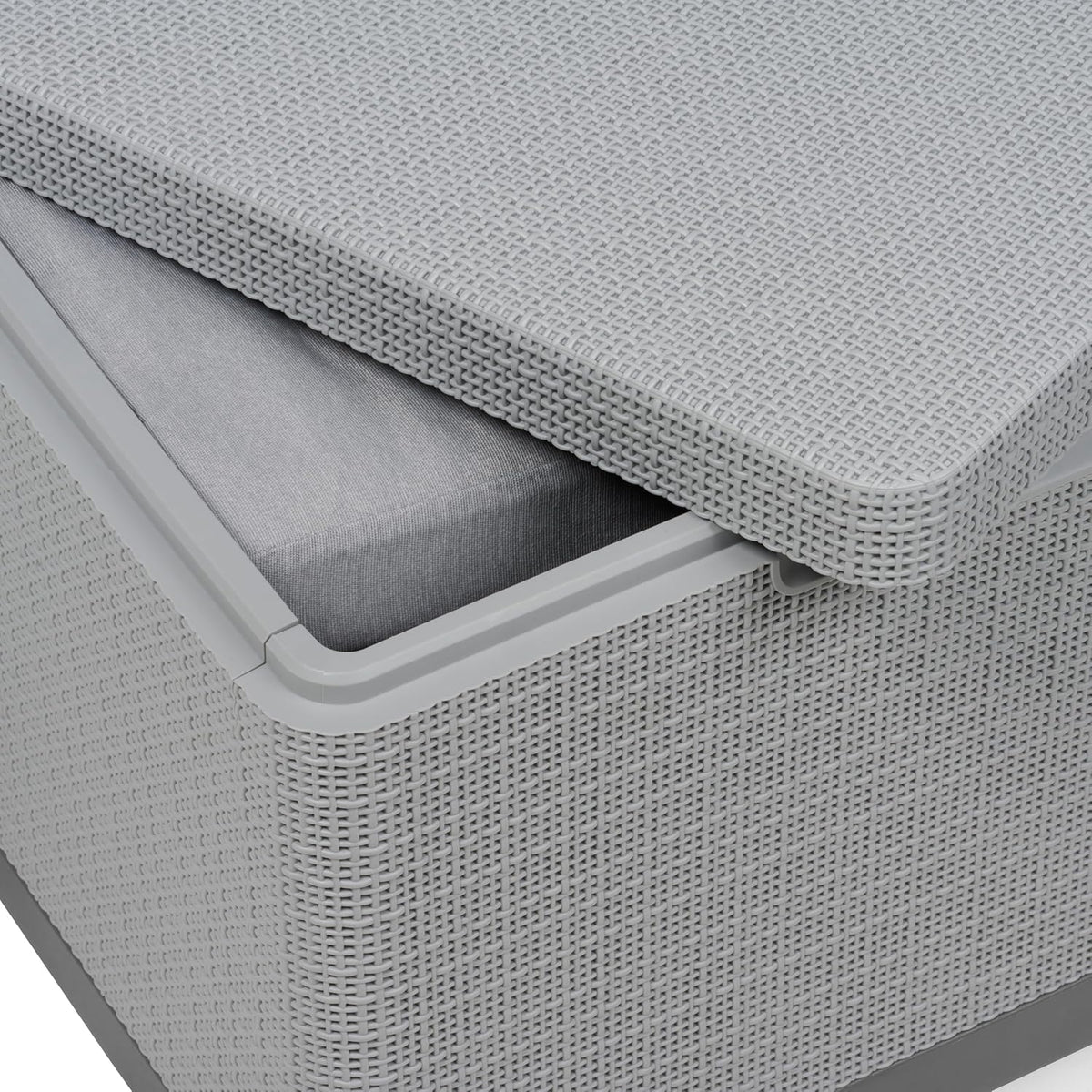 Keter Scandi Linea Balcony Furniture Set - Grey | Outdoor Armchairs & Storage Coffee Table | Weather-Resistant Patio Furniture