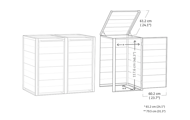 240L Bin Hideaway Extension - Grey
