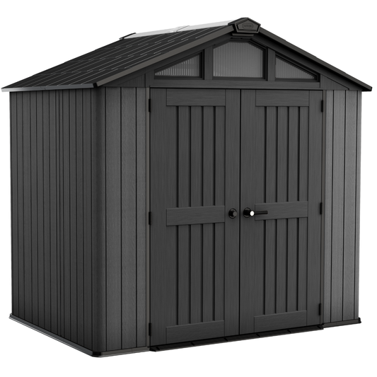 Keter Stronghold 8x6 ft. Resin Outdoor Storage Shed, Gray Wood-Look